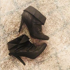Black zip up heels